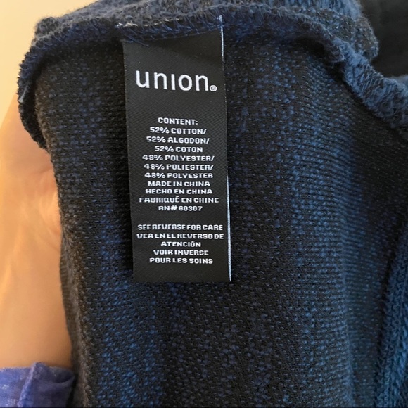 Union Denim Blue Baja Henley Hoodie Pullover Knit Sweatshirt Men Small New - Picture 8 of 9